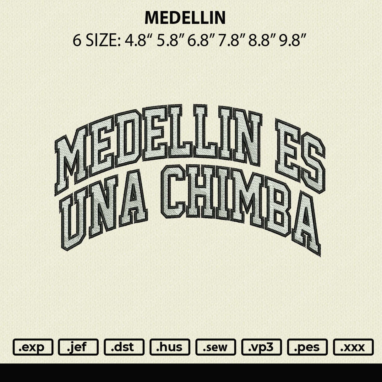 Meddelin Embroidery File 6 sizes