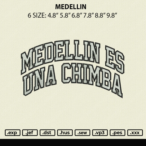 Meddelin Embroidery File 6 sizes