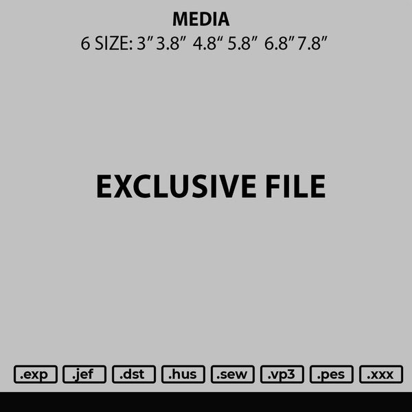 Media Embroidery File 6 sizes