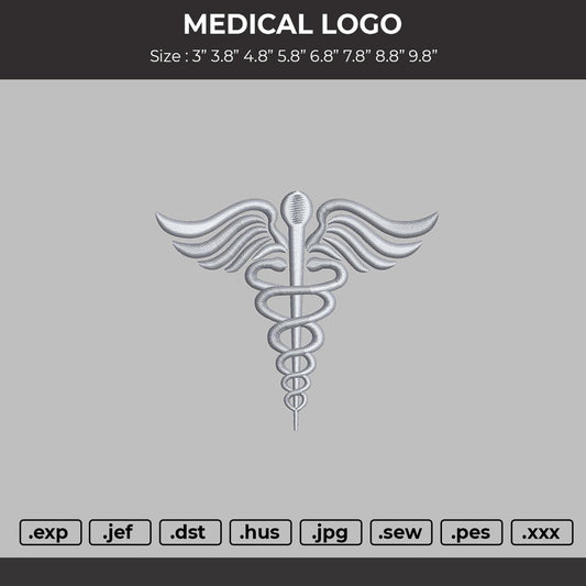 MEDICAL LOGO Embroidery File 6 sizes