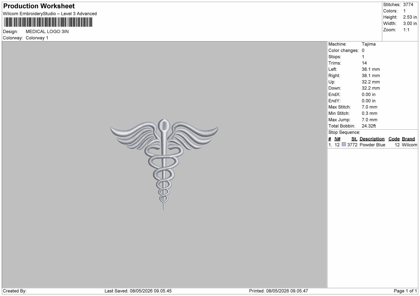 MEDICAL LOGO Embroidery File 6 sizes