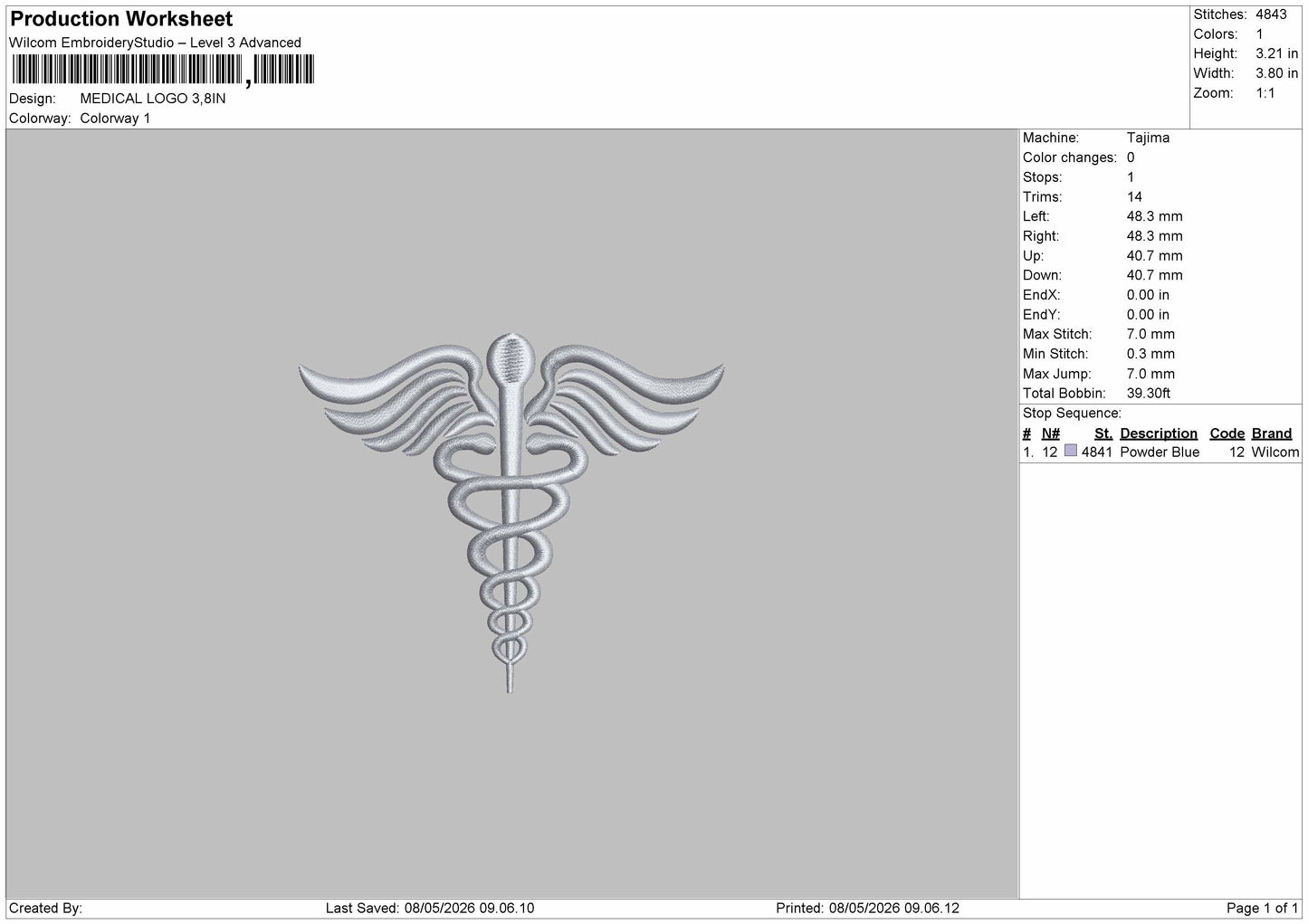 MEDICAL LOGO Embroidery File 6 sizes