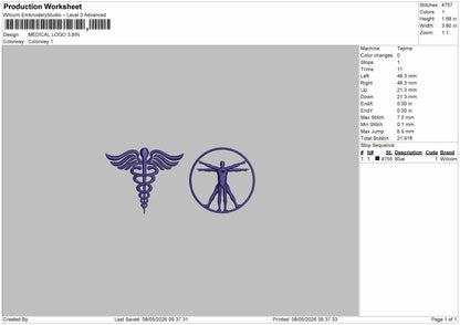 MEDICAL LOGO - V2  Embroidery File 6 sizes