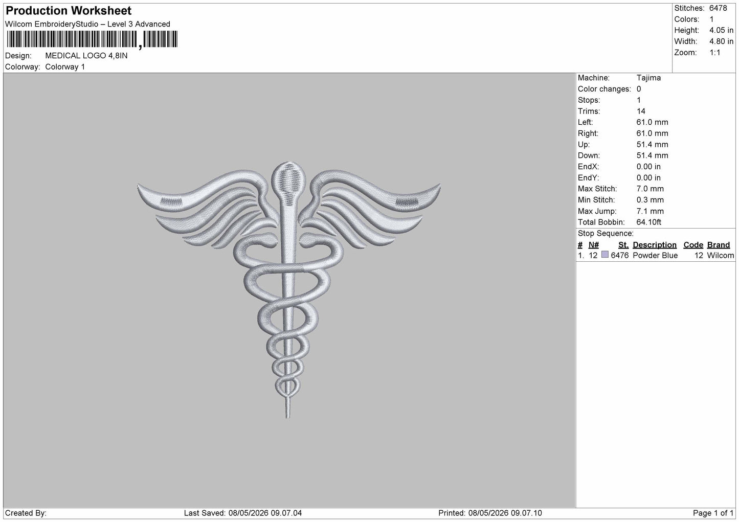MEDICAL LOGO Embroidery File 6 sizes