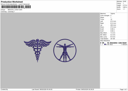 MEDICAL LOGO - V2  Embroidery File 6 sizes