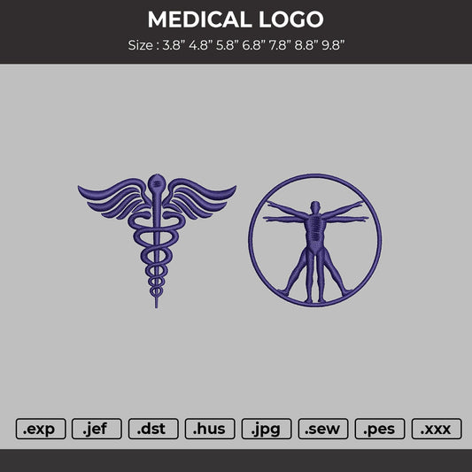 MEDICAL LOGO - V2  Embroidery File 6 sizes