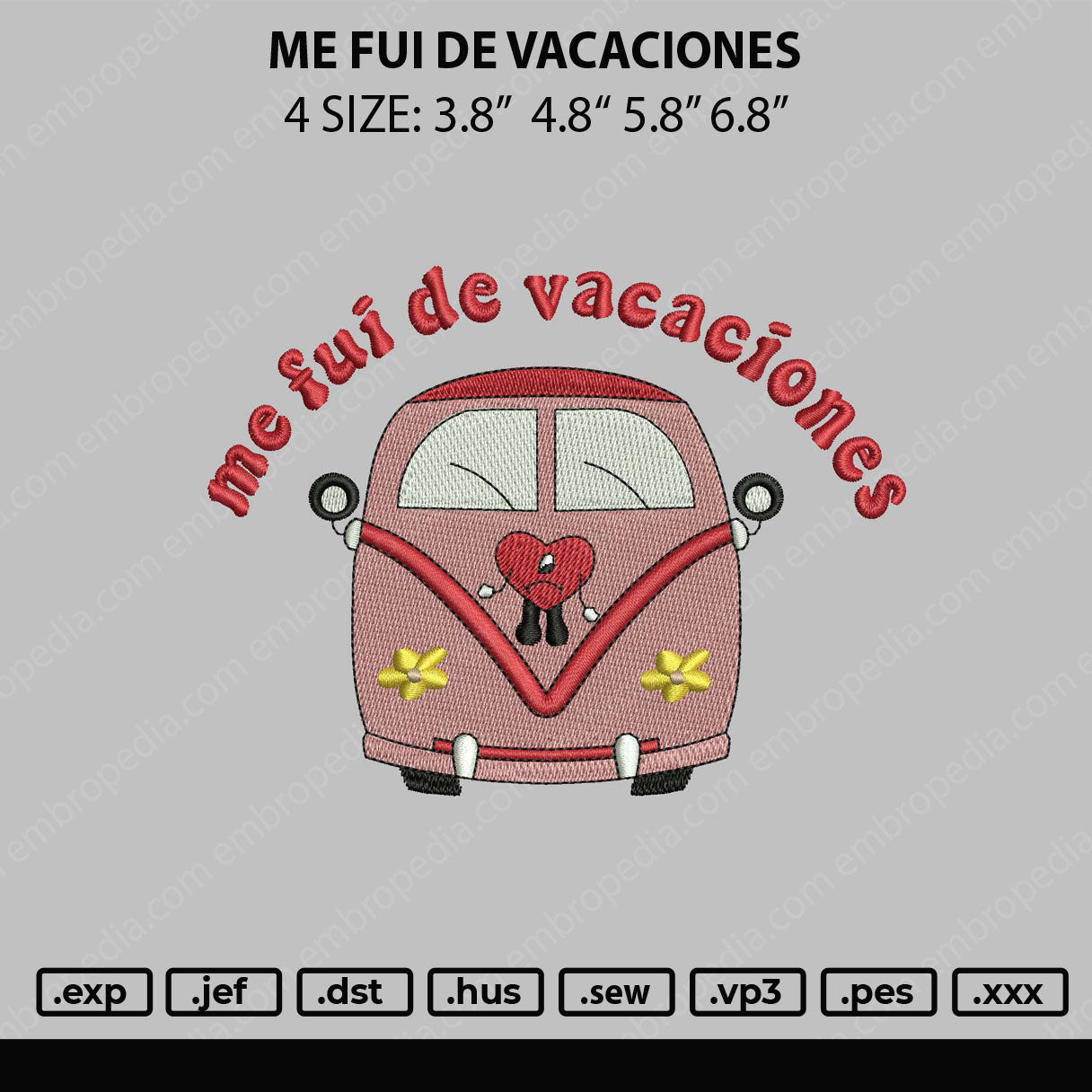 Me Fui De Vacaciones Embroidery File 4 sizes