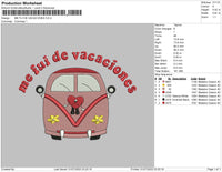 Me Fui De Vacaciones Embroidery File 4 sizes