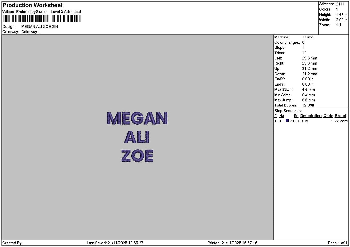 Megantext Embroidery File 6 sizes