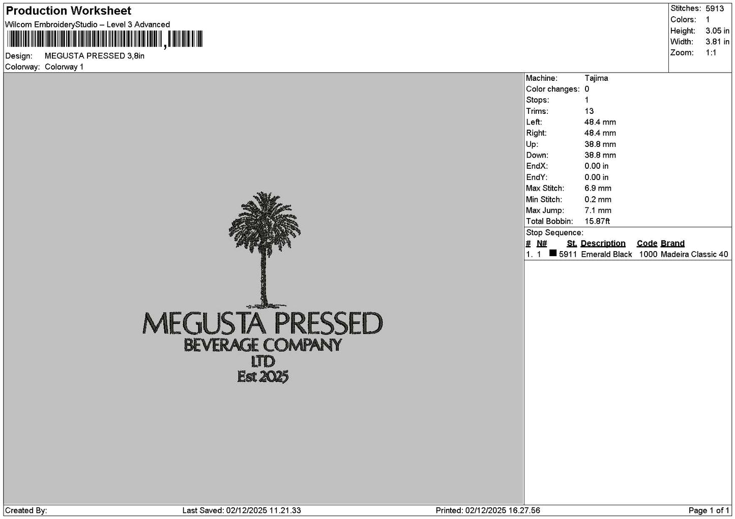 Pressedtext Embroidery File 6 sizes