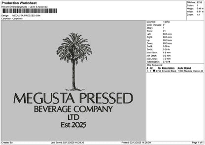 Pressedtext Embroidery File 6 sizes