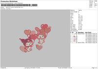 Melody Kuromi Valentine Embroidery File 4 size