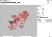 Melody Kuromi Valentine Embroidery File 4 size