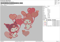Melody Kuromi Valentine Embroidery File 4 size