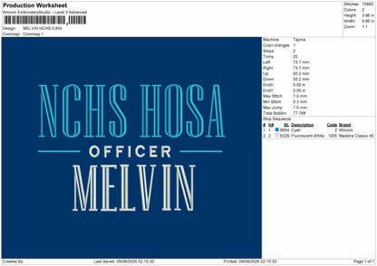 Melvin Embroidery Machine Design File 6 sizes