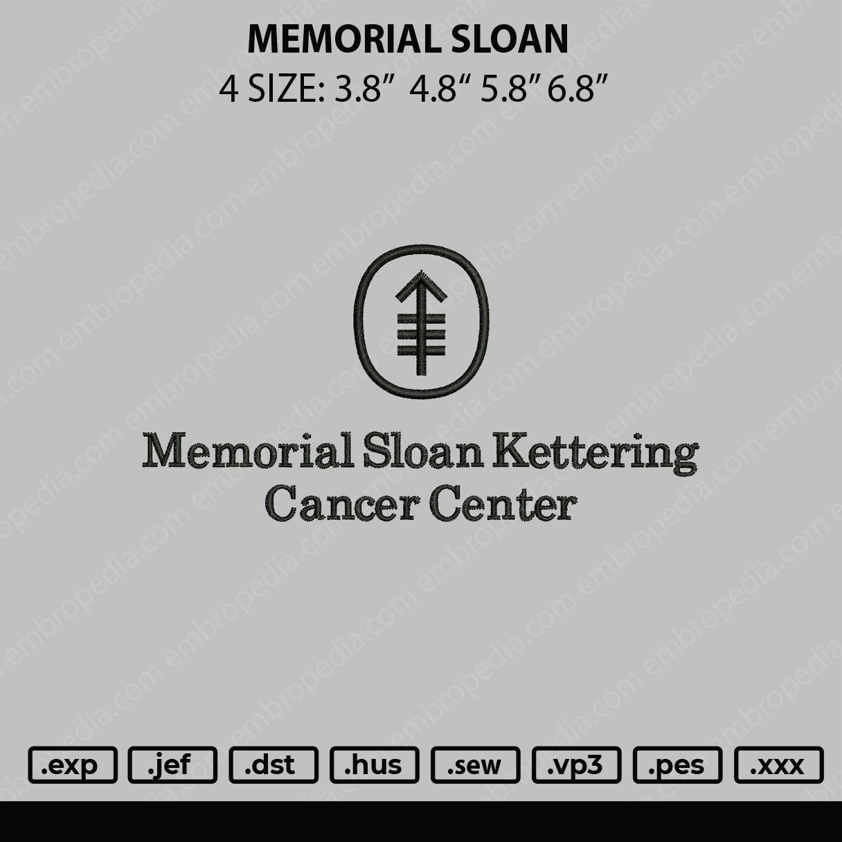 Memorial Sloan Embroidery File 4 size