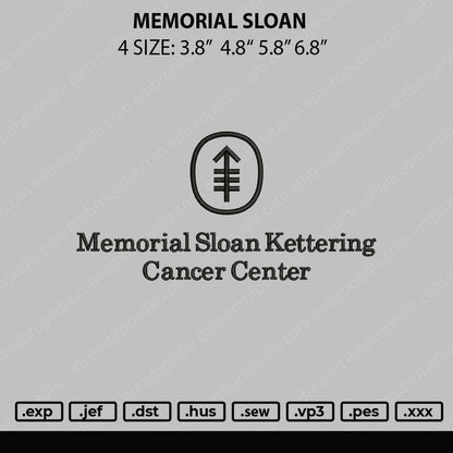 Memorial Sloan Embroidery File 4 size