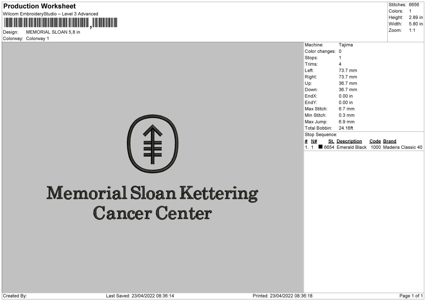 Memorial Sloan Embroidery File 4 size