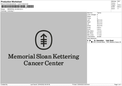 Memorial Sloan Embroidery File 4 size