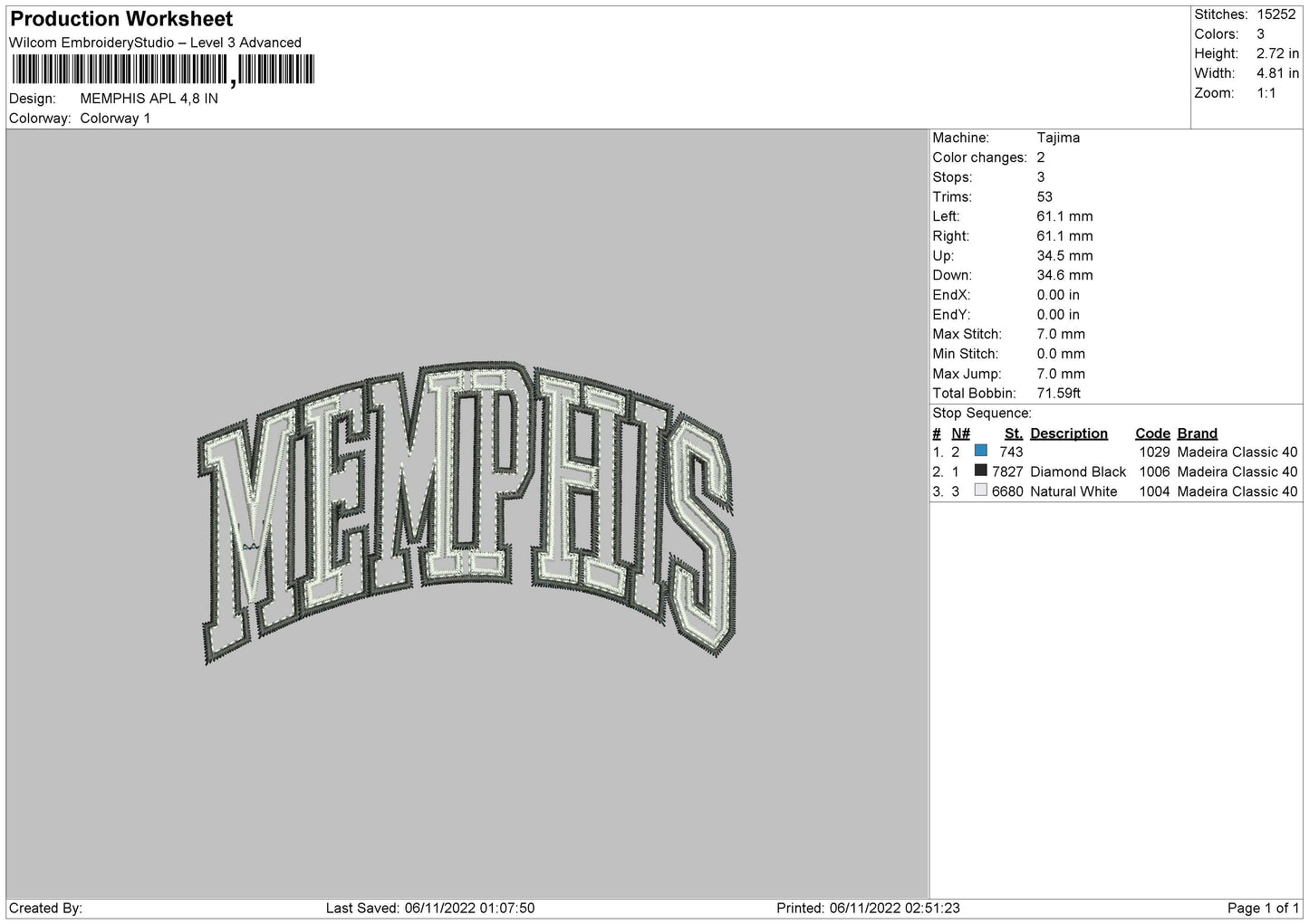 Memphis Apl Embroidery File 6 sizes