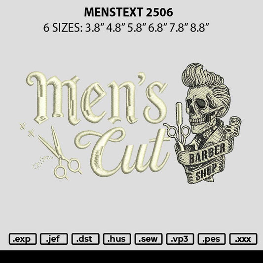 Menstext 2506 Embroidery File 6 sizes