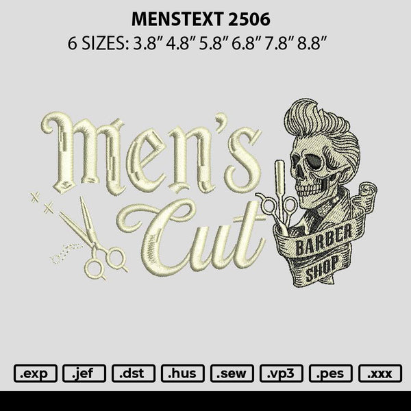 Menstext 2506 Embroidery File 6 sizes