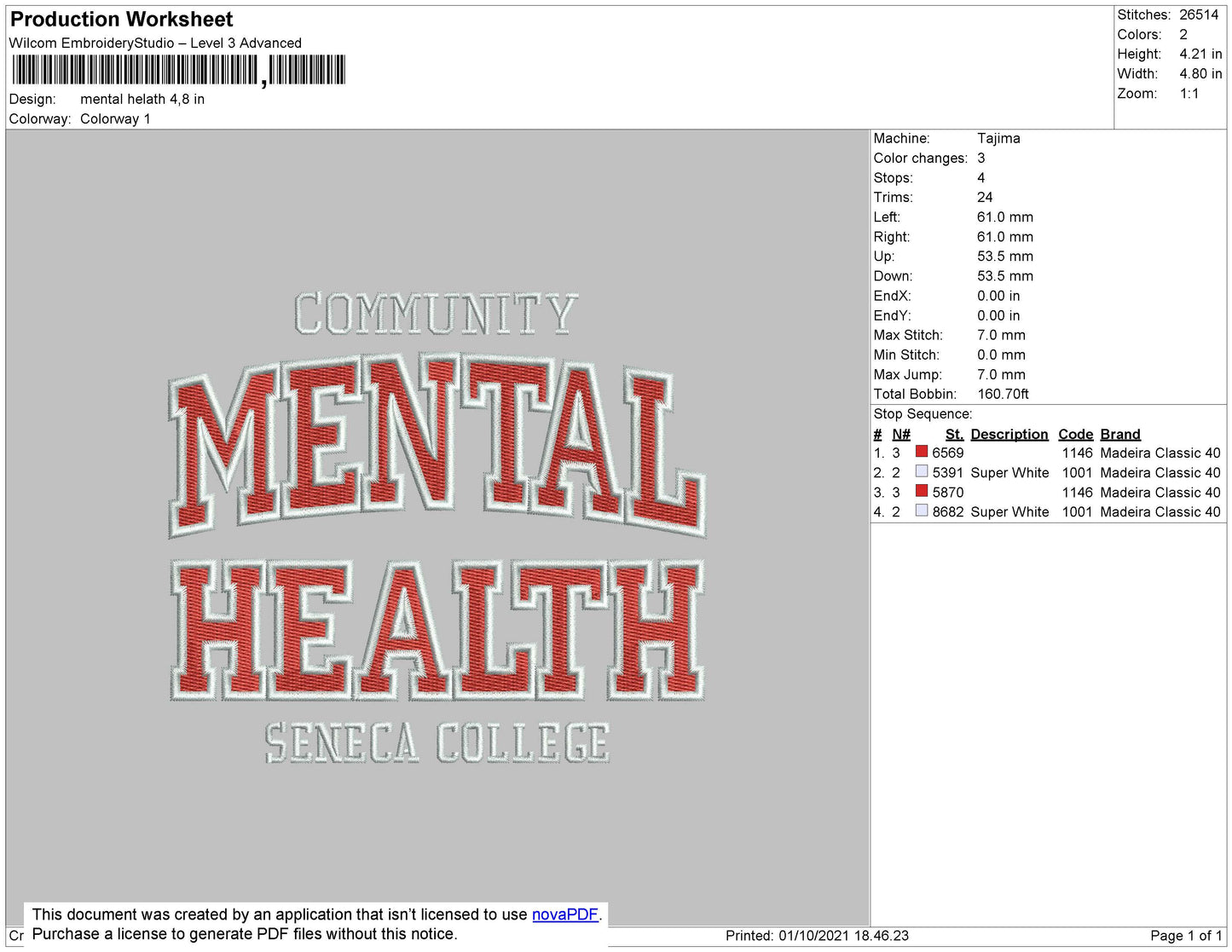 Mental Health Embroidery File 4 size