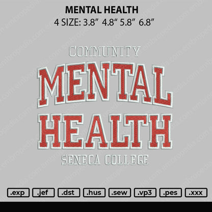 Mental Health Embroidery File 4 size
