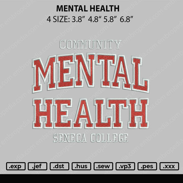 Mental Health Embroidery File 4 size