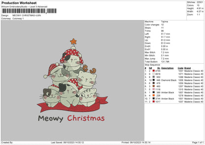 Cats Xmas 23 Embroidery File 6 sizes