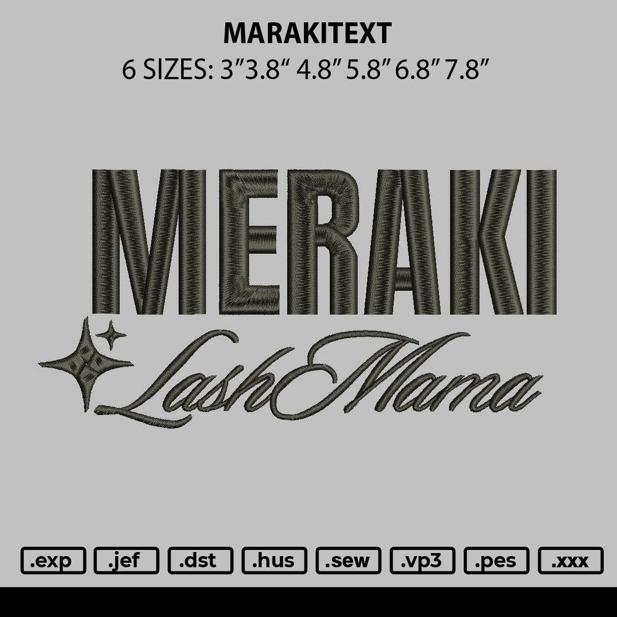 Merakitext Embroidery File 6 sizes
