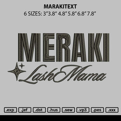 Merakitext Embroidery File 6 sizes
