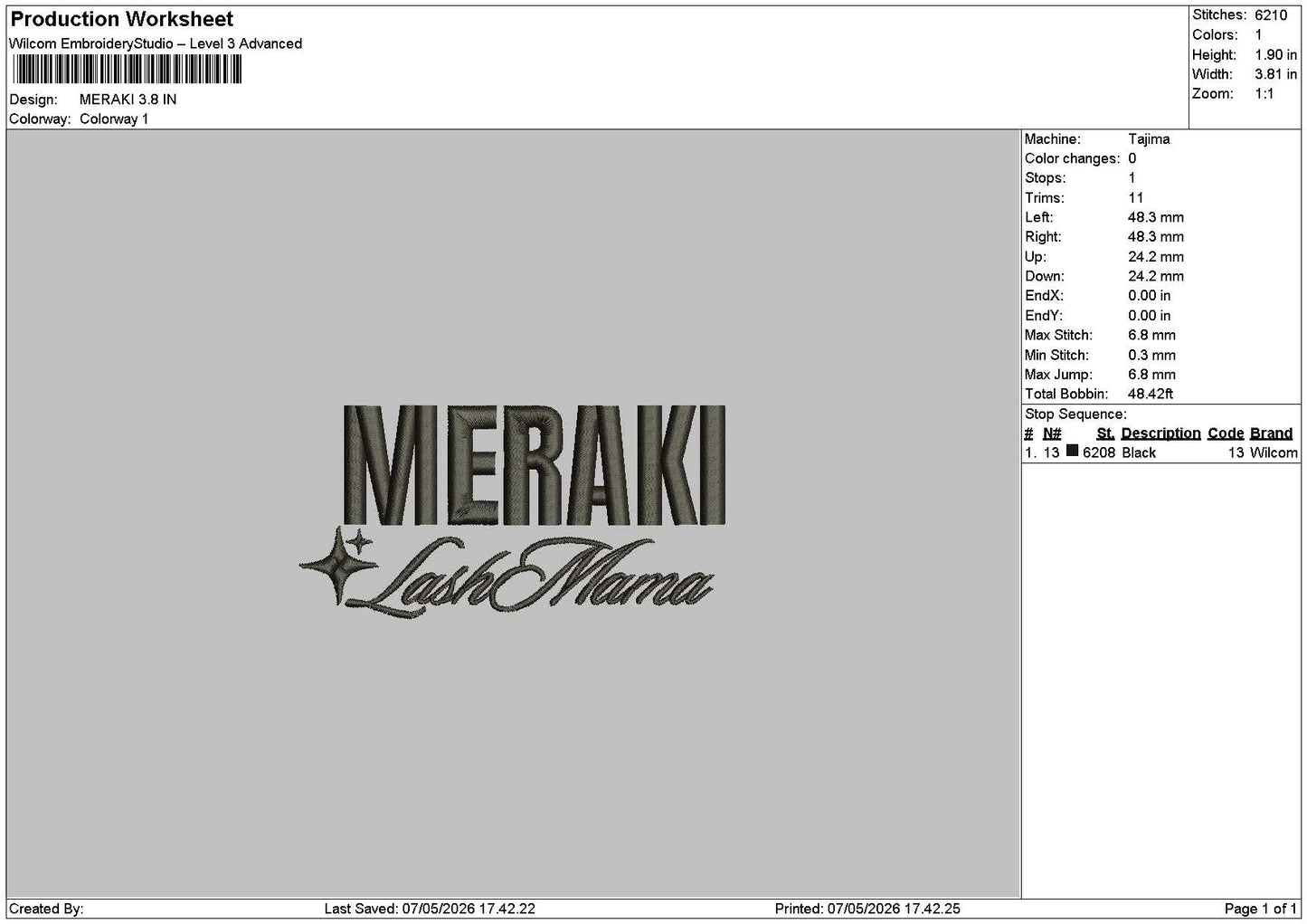 Merakitext Embroidery File 6 sizes