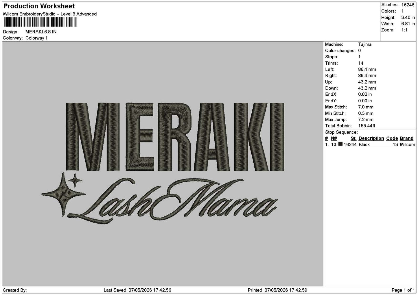 Merakitext Embroidery File 6 sizes