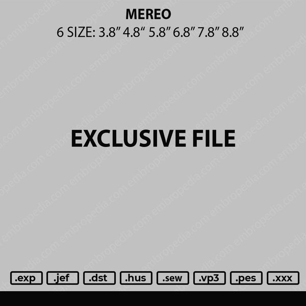 Mereo Embroidery FIle 6 sizes