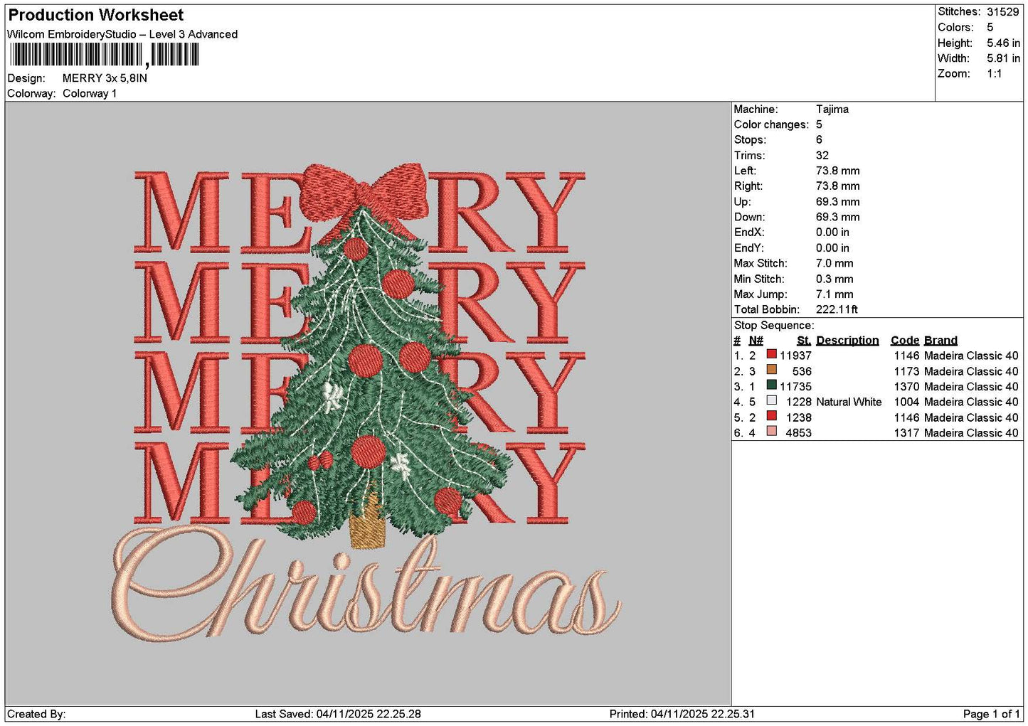 Merrytext 0411 Embroidery File 6 sizes