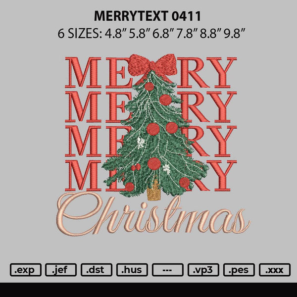 Merrytext 0411 Embroidery File 6 sizes