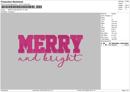 Merry Text 2910 Embroidery File 6 sizes