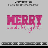 Merry Text 2910 Embroidery File 6 sizes