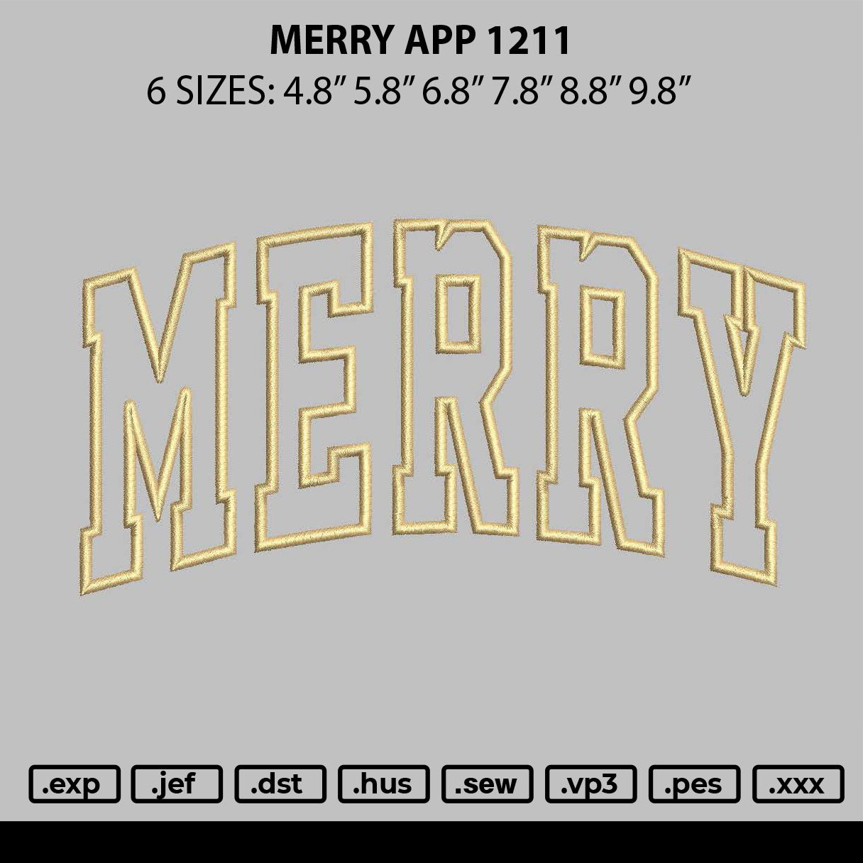 Merry App 1211 Embroidery File 6 sizes