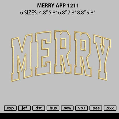 Merry App 1211 Embroidery File 6 sizes