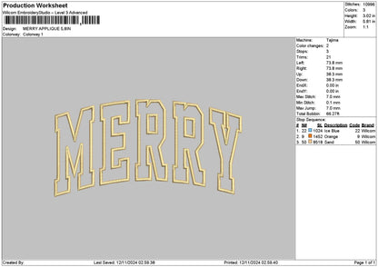 Merry App 1211 Embroidery File 6 sizes