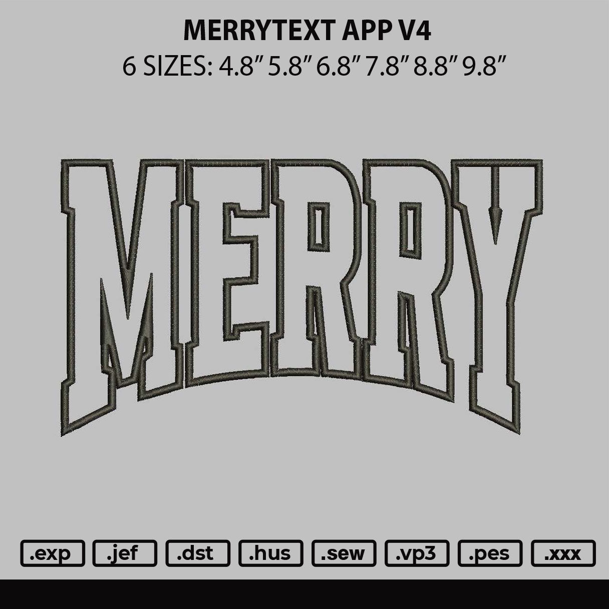 Merrytext App V4 Embroidery File 6 sizes