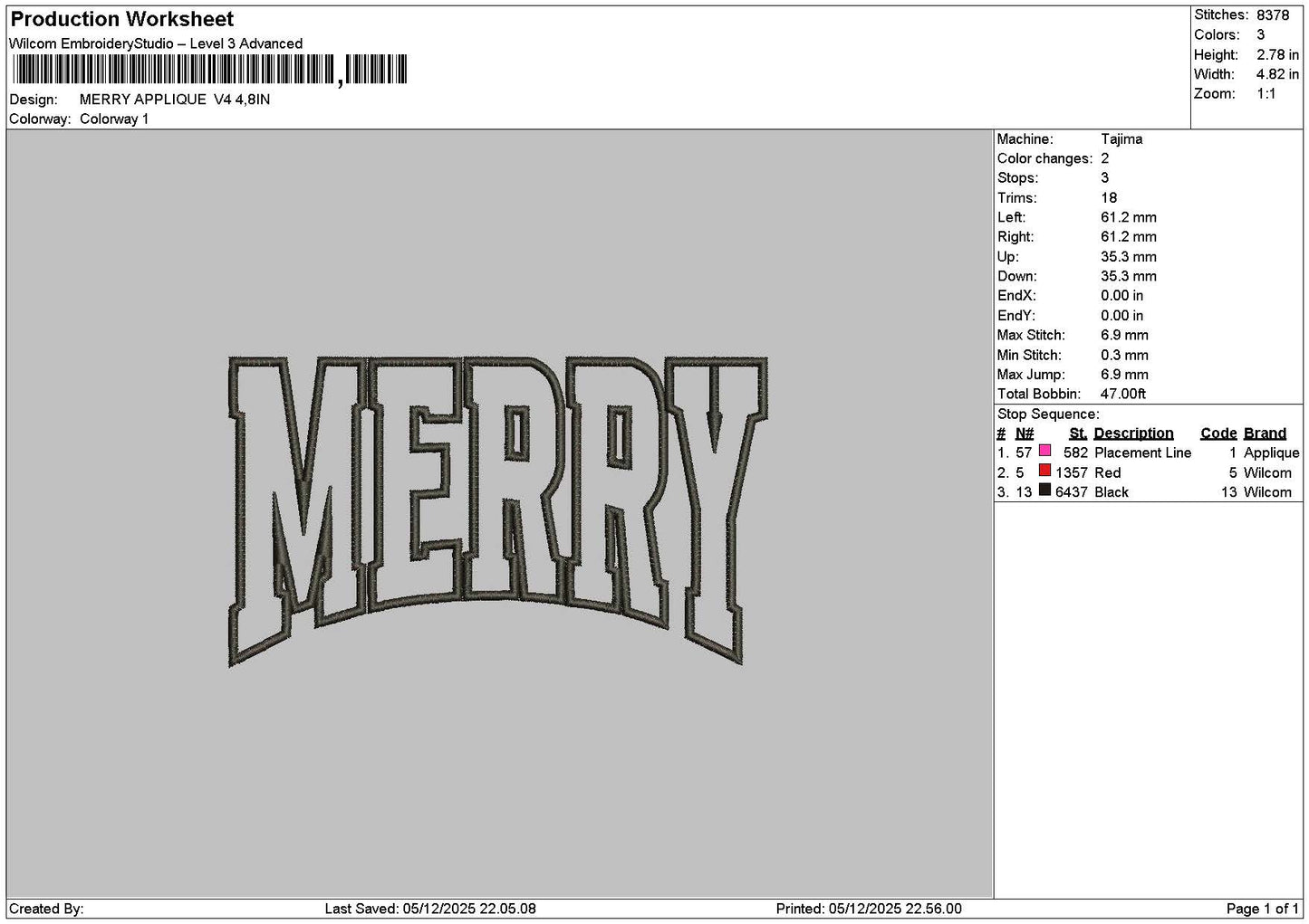 Merrytext App V4 Embroidery File 6 sizes