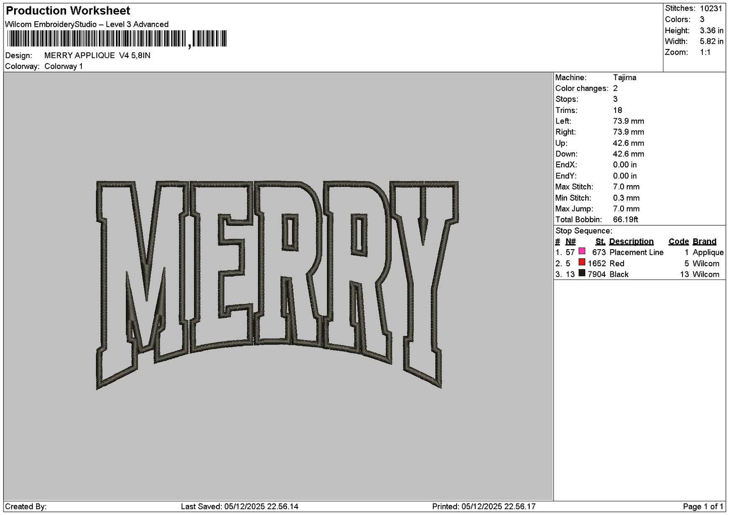 Merrytext App V4 Embroidery File 6 sizes