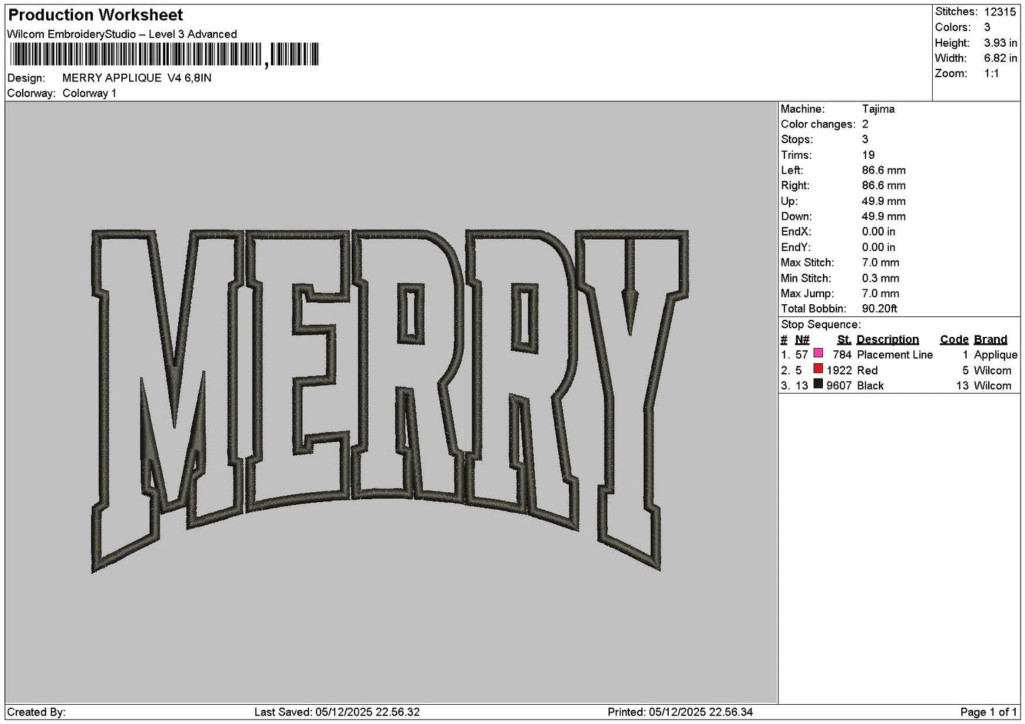 Merrytext App V4 Embroidery File 6 sizes