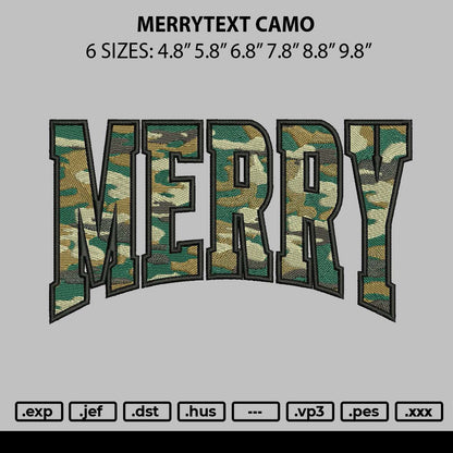 Merrytext Camo Embroidery File 6 sizes