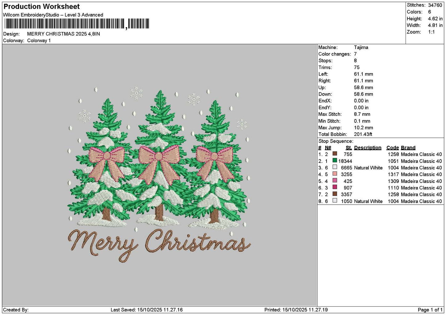 Christmastext 1510 Embroidery File 6 sizes