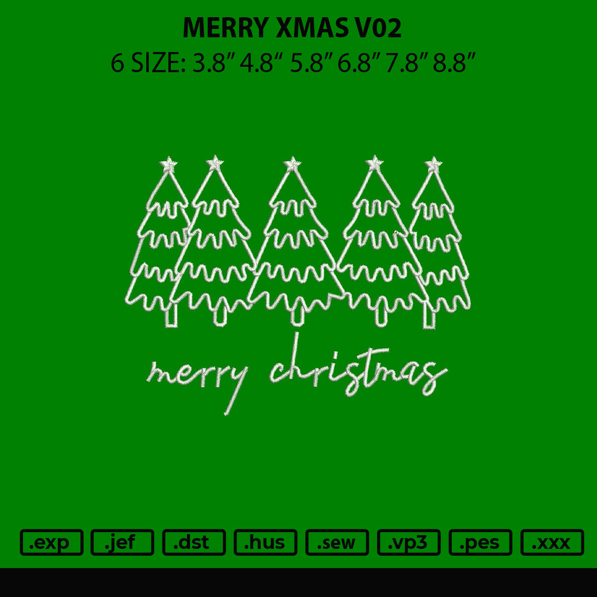 Merry Xmas v02 Embroidery File 6 sizes