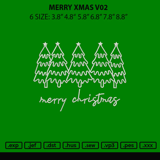 Merry Xmas v02 Embroidery File 6 sizes